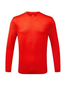 RonHill Men's Tech L/S Tee in Flame/DarkCobalt